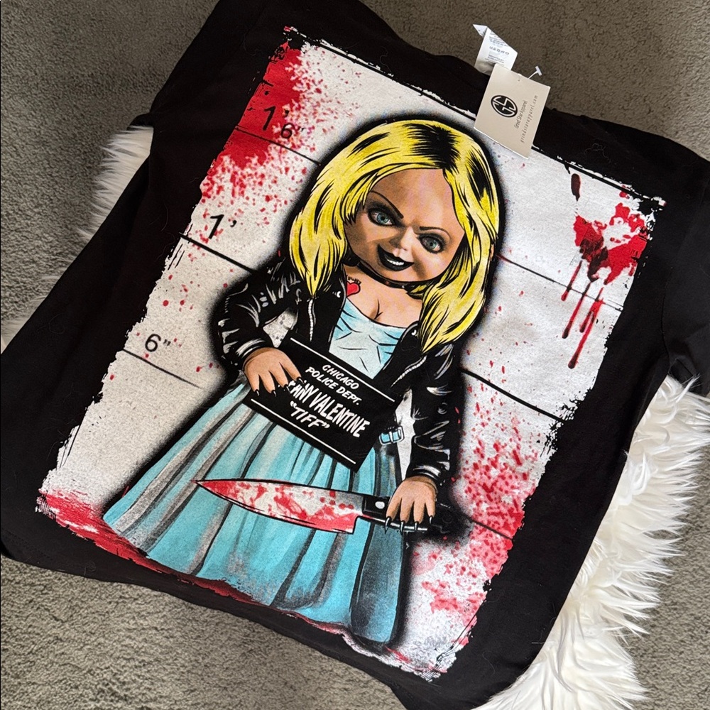 ‼️BLOWOUT SALE‼️5/$25 Black Tiffany Valentine Graphic T-Shirt - Picture 1 of 8